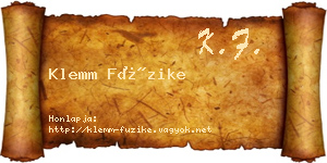 Klemm Füzike névjegykártya